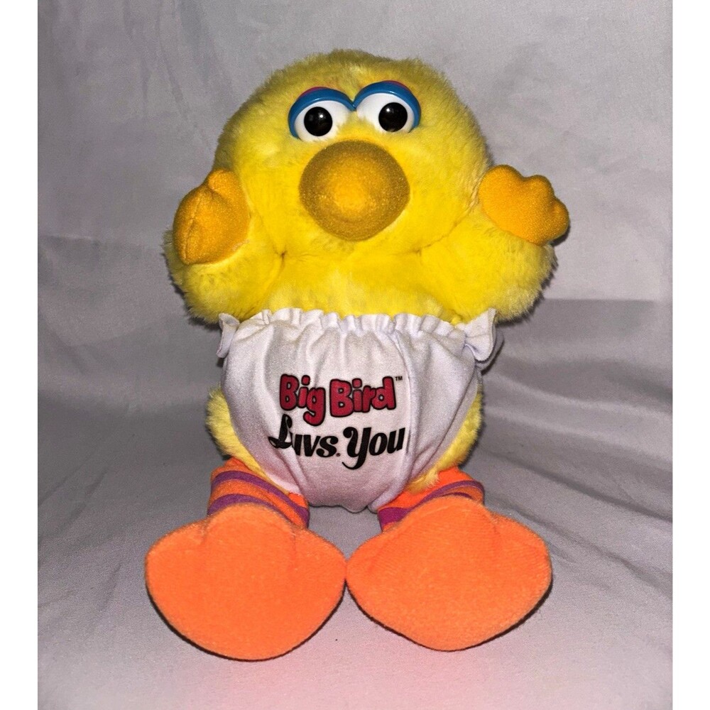 Hasbro Softies Sesame Street Big Bird Luvs You Plush 1988 Vintage Washable